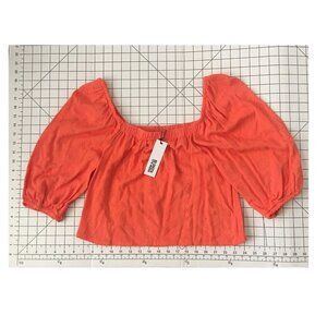 NEW BB Dakota by Steve Madden Puff Embroidered Crop Top Ginger MSRP $80